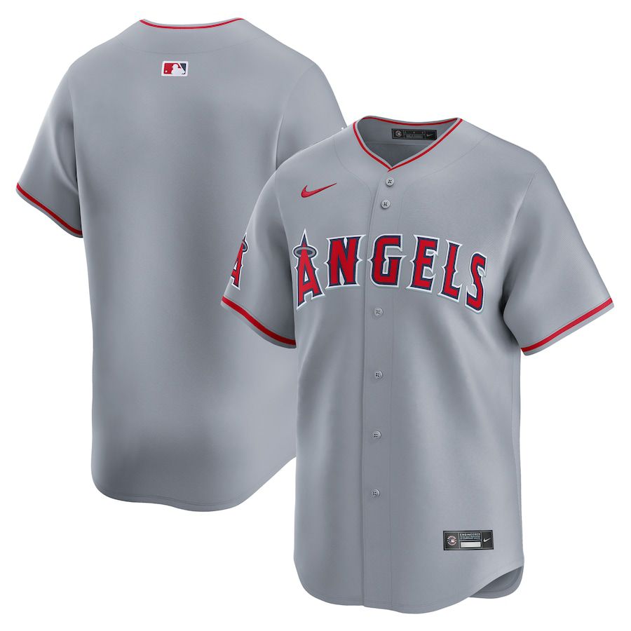 Men Los Angeles Angels Nike Gray Away Limited MLB Jersey->->MLB Jersey